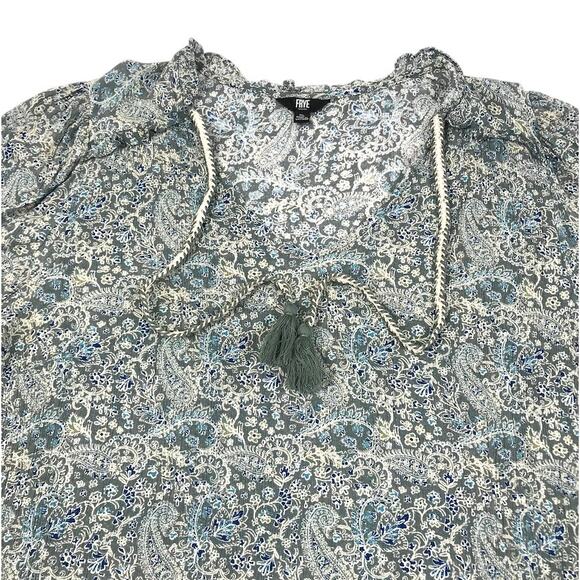 FRYE Floral Tassel Tie Gauze Blouse-Tunic Sz XL Country Cottage Cowgirl Boho Y2K - Picture 4 of 12